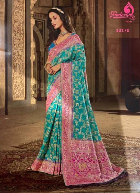 Sea Green Colour VRINDAVAN 25 Heavy Designer Fancy Festive Wear Latest Saree Collection 10170